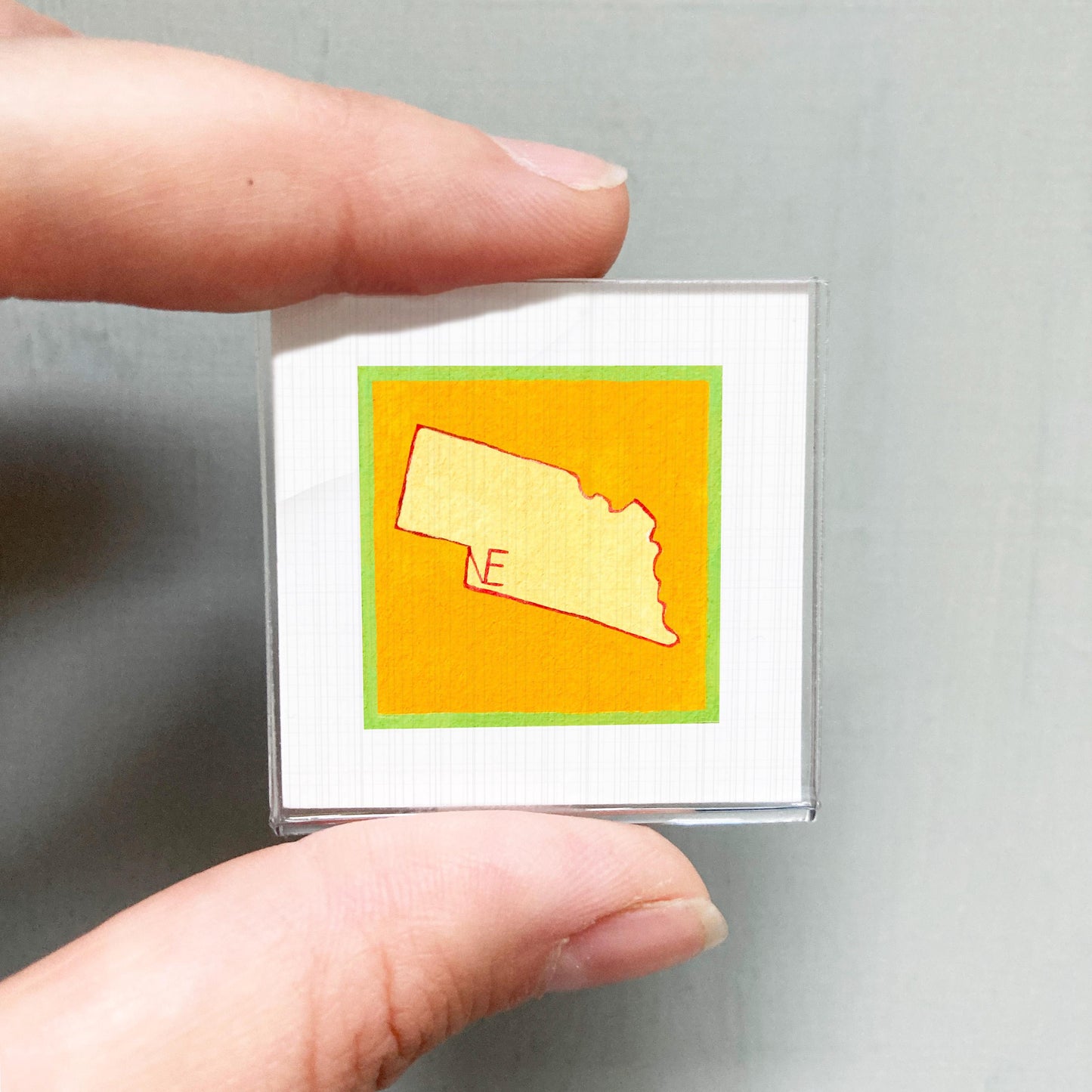 Miniature Nebraska State Art PRINT - Tiny Gouache 1-Inch Mini Wall Decor