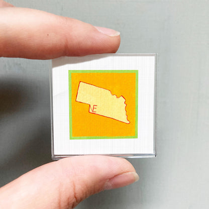 Miniature Nebraska State Art PRINT - Tiny Gouache 1-Inch Mini Wall Decor