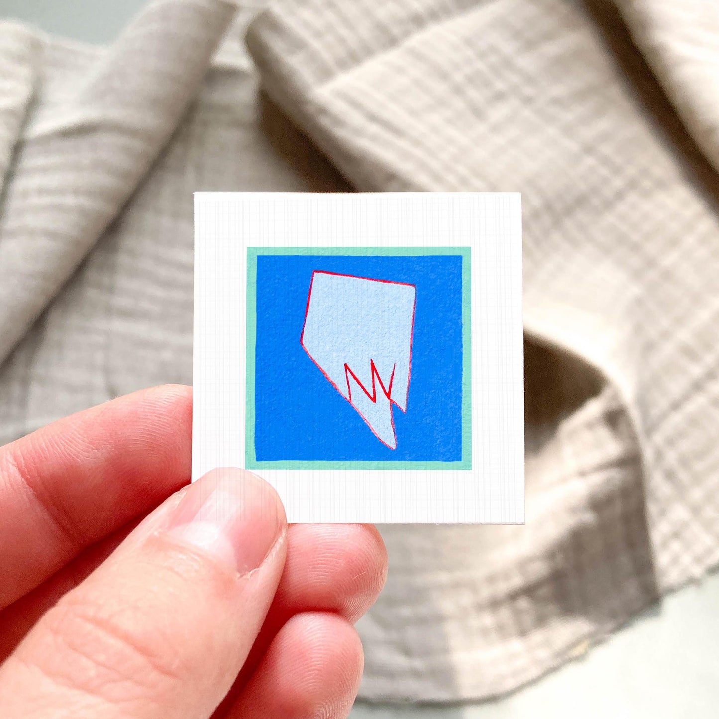 Miniature Nevada State Art PRINT - Tiny Gouache 1-Inch Mini Wall Decor