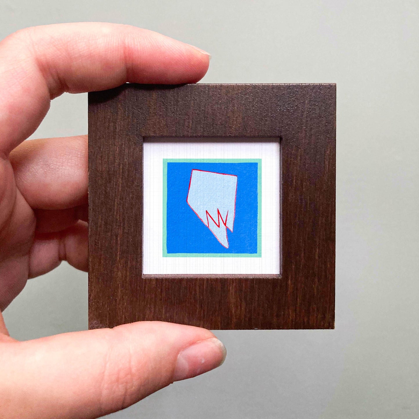 Miniature Nevada State Art PRINT - Tiny Gouache 1-Inch Mini Wall Decor
