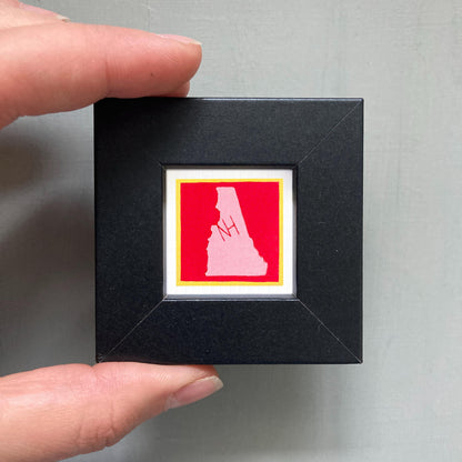 Miniature New Hampshire State Art PRINT - Tiny Gouache 1-Inch Mini Wall Decor