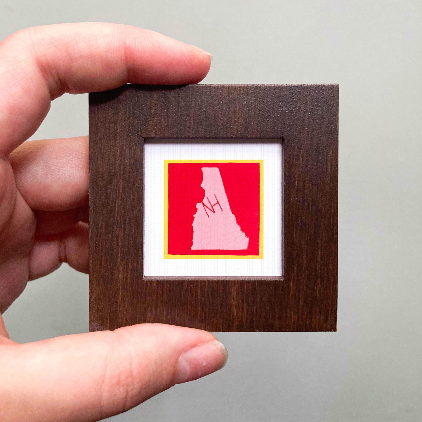 Miniature New Hampshire State Art PRINT - Tiny Gouache 1-Inch Mini Wall Decor