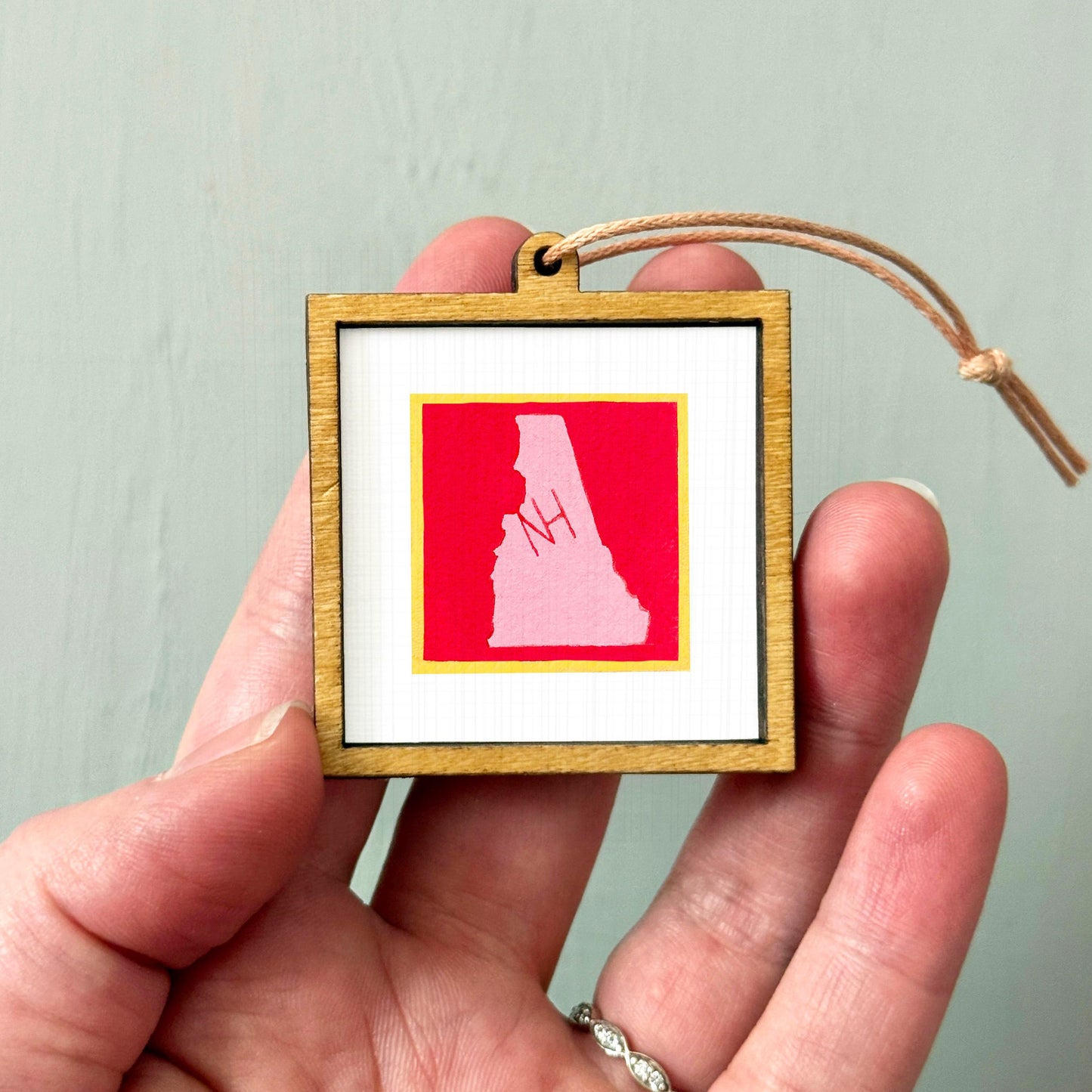 Miniature New Hampshire State Art PRINT - Tiny Gouache 1-Inch Mini Wall Decor