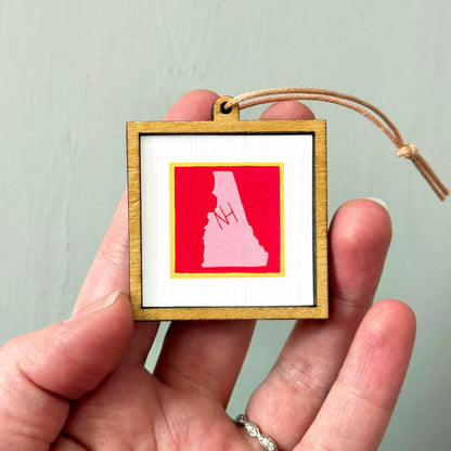 Miniature New Hampshire State Art PRINT - Tiny Gouache 1-Inch Mini Wall Decor
