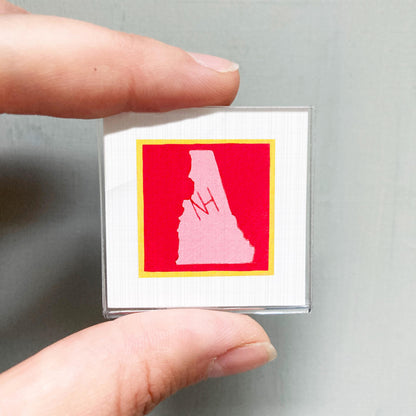 Miniature New Hampshire State Art PRINT - Tiny Gouache 1-Inch Mini Wall Decor