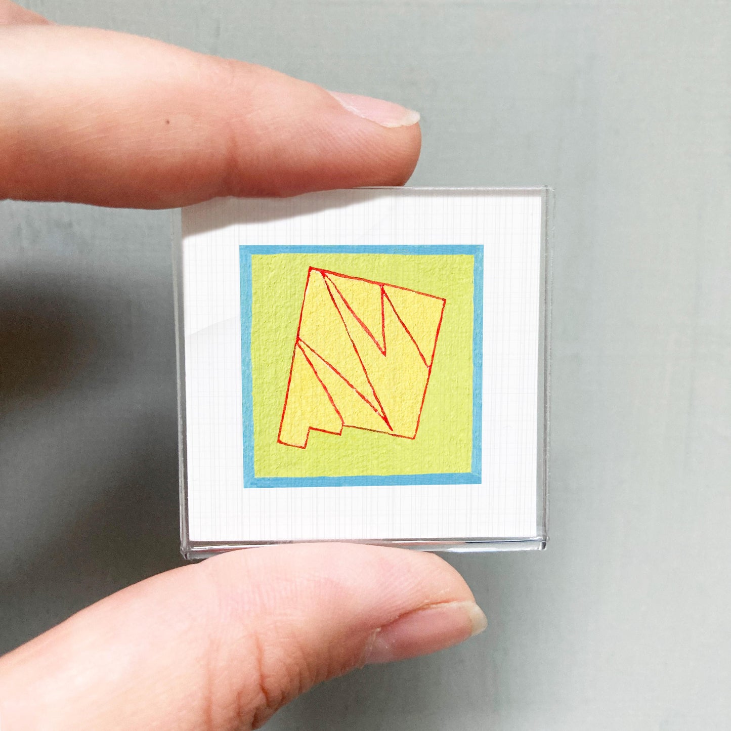 Miniature New Mexico State Art PRINT - Tiny Gouache 1-Inch Mini Wall Decor