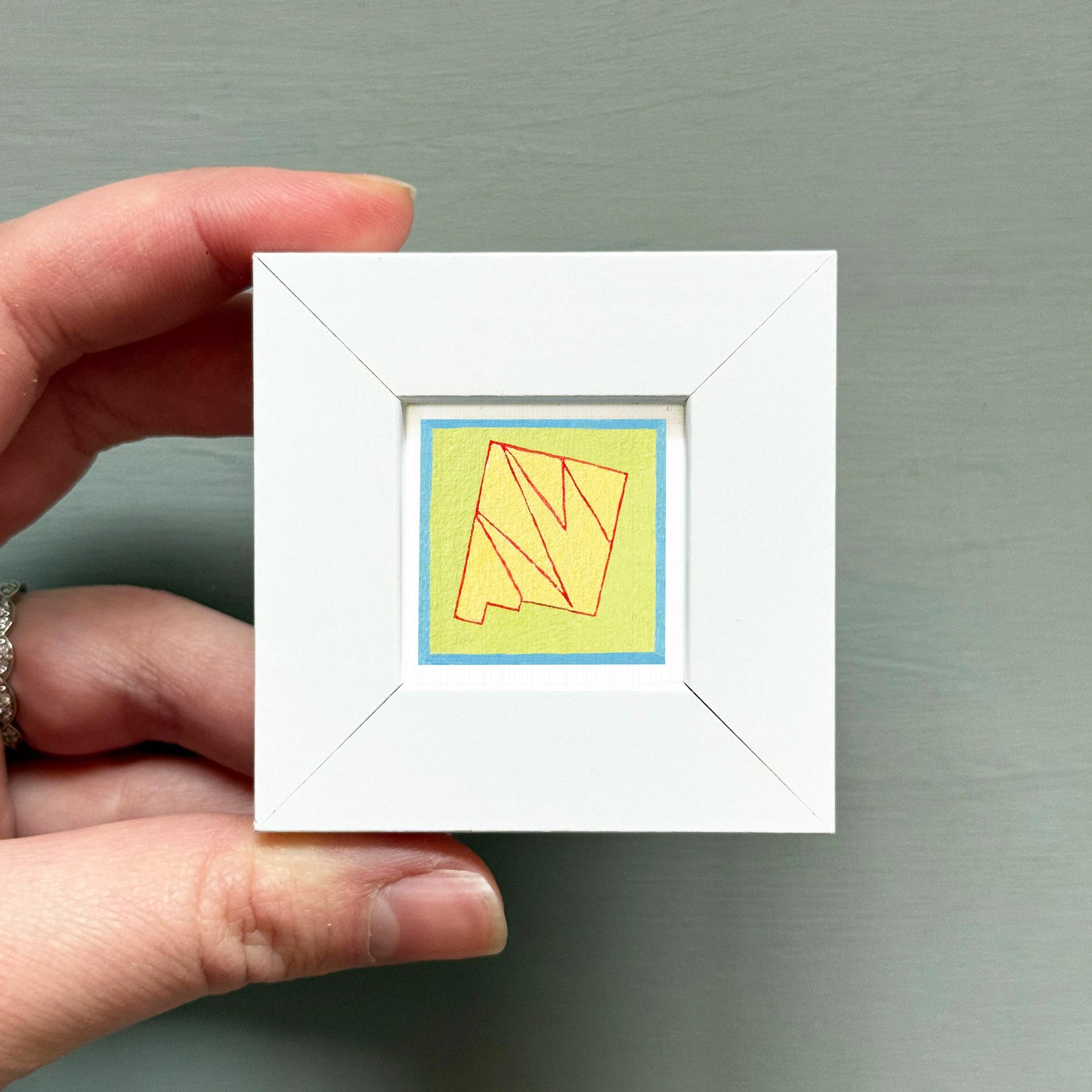 Miniature New Mexico State Art PRINT - Tiny Gouache 1-Inch Mini Wall Decor