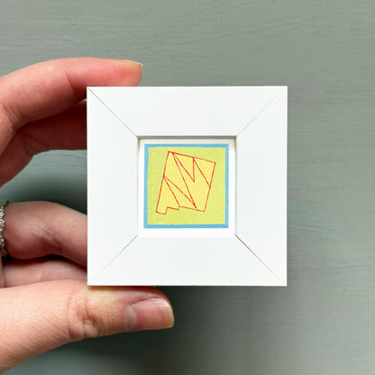 Miniature New Mexico State Art PRINT - Tiny Gouache 1-Inch Mini Wall Decor