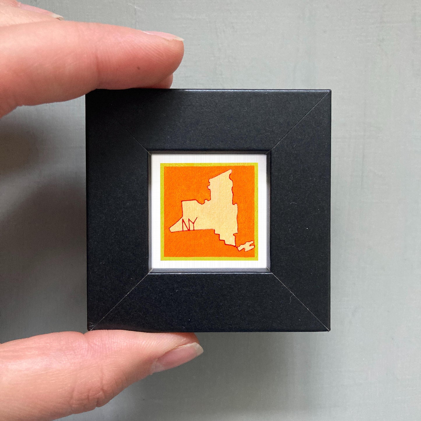 Miniature New York State Art PRINT - Tiny Gouache 1-Inch Mini Wall Decor
