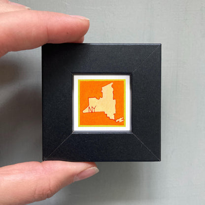 Miniature New York State Art PRINT - Tiny Gouache 1-Inch Mini Wall Decor