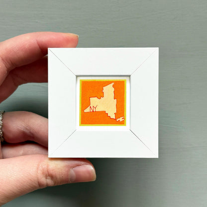 Miniature New York State Art PRINT - Tiny Gouache 1-Inch Mini Wall Decor