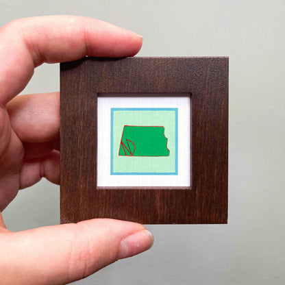 Miniature North Dakota State Art PRINT - Tiny Gouache 1-Inch Mini Wall Decor