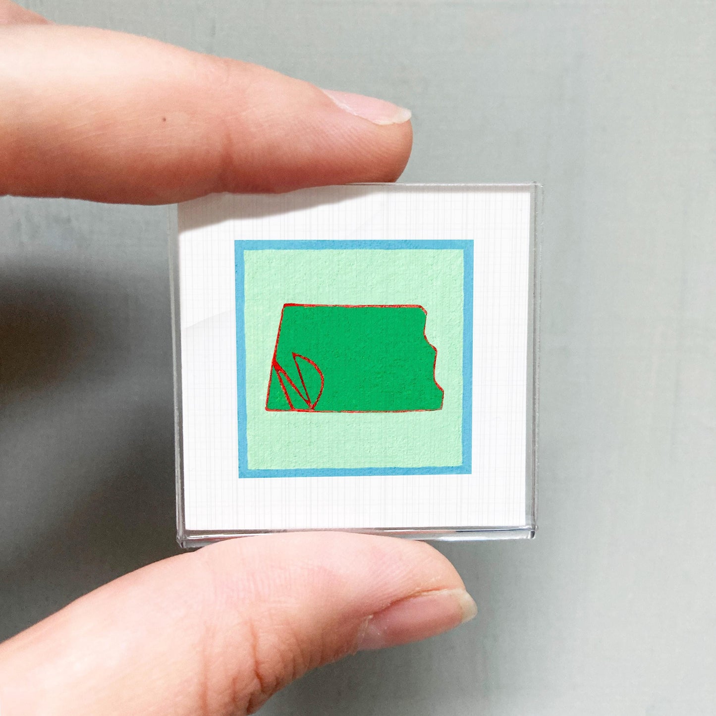 Miniature North Dakota State Art PRINT - Tiny Gouache 1-Inch Mini Wall Decor