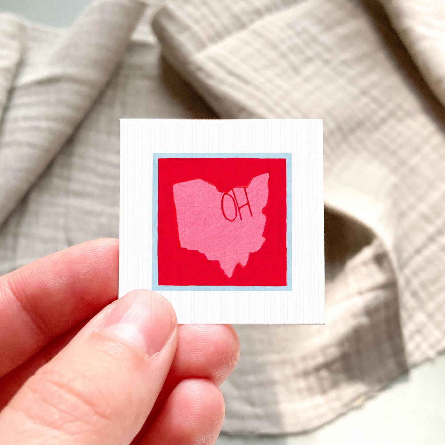 Miniature Ohio State Art PRINT - Tiny Gouache 1-Inch Mini Wall Decor