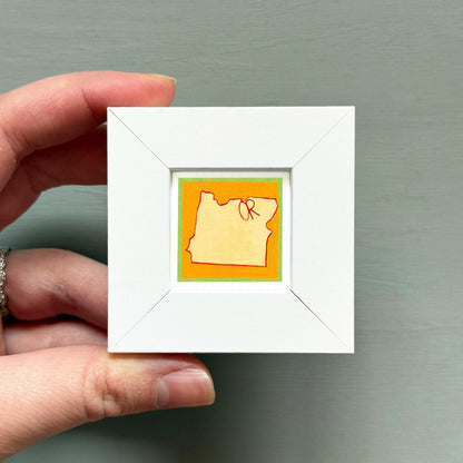 Miniature Oregon State Art PRINT - Tiny Gouache 1-Inch Mini Wall Decor