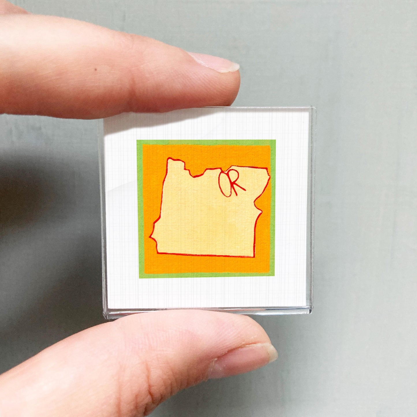 Miniature Oregon State Art PRINT - Tiny Gouache 1-Inch Mini Wall Decor