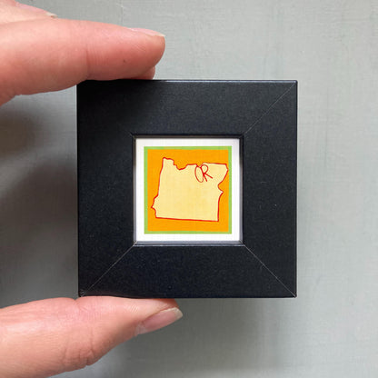 Miniature Oregon State Art PRINT - Tiny Gouache 1-Inch Mini Wall Decor