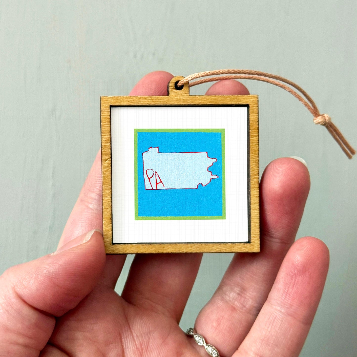 Miniature Pennsylvania State Art PRINT - Tiny Gouache 1-Inch Mini Wall Decor
