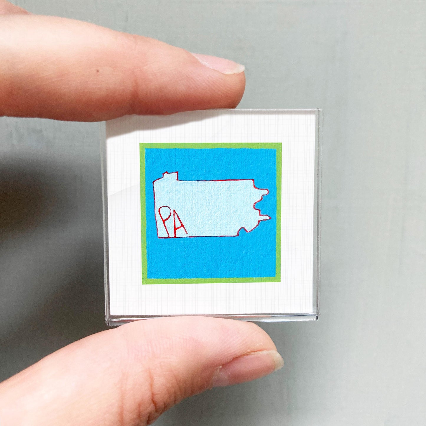 Miniature Pennsylvania State Art PRINT - Tiny Gouache 1-Inch Mini Wall Decor