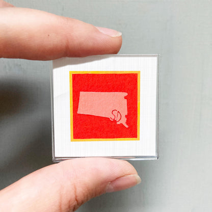 Miniature South Dakota State Art PRINT - Tiny Gouache 1-Inch Mini Wall Decor