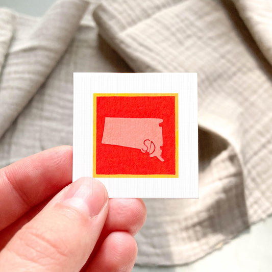 Miniature South Dakota State Art PRINT - Tiny Gouache 1-Inch Mini Wall Decor