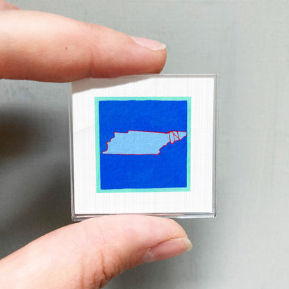 Miniature Tennessee State Art PRINT - Tiny Gouache 1-Inch Mini Wall Decor
