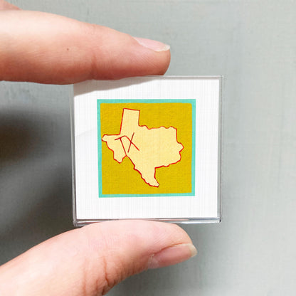 Miniature Texas State Art PRINT - Tiny Gouache 1-Inch Mini Wall Decor