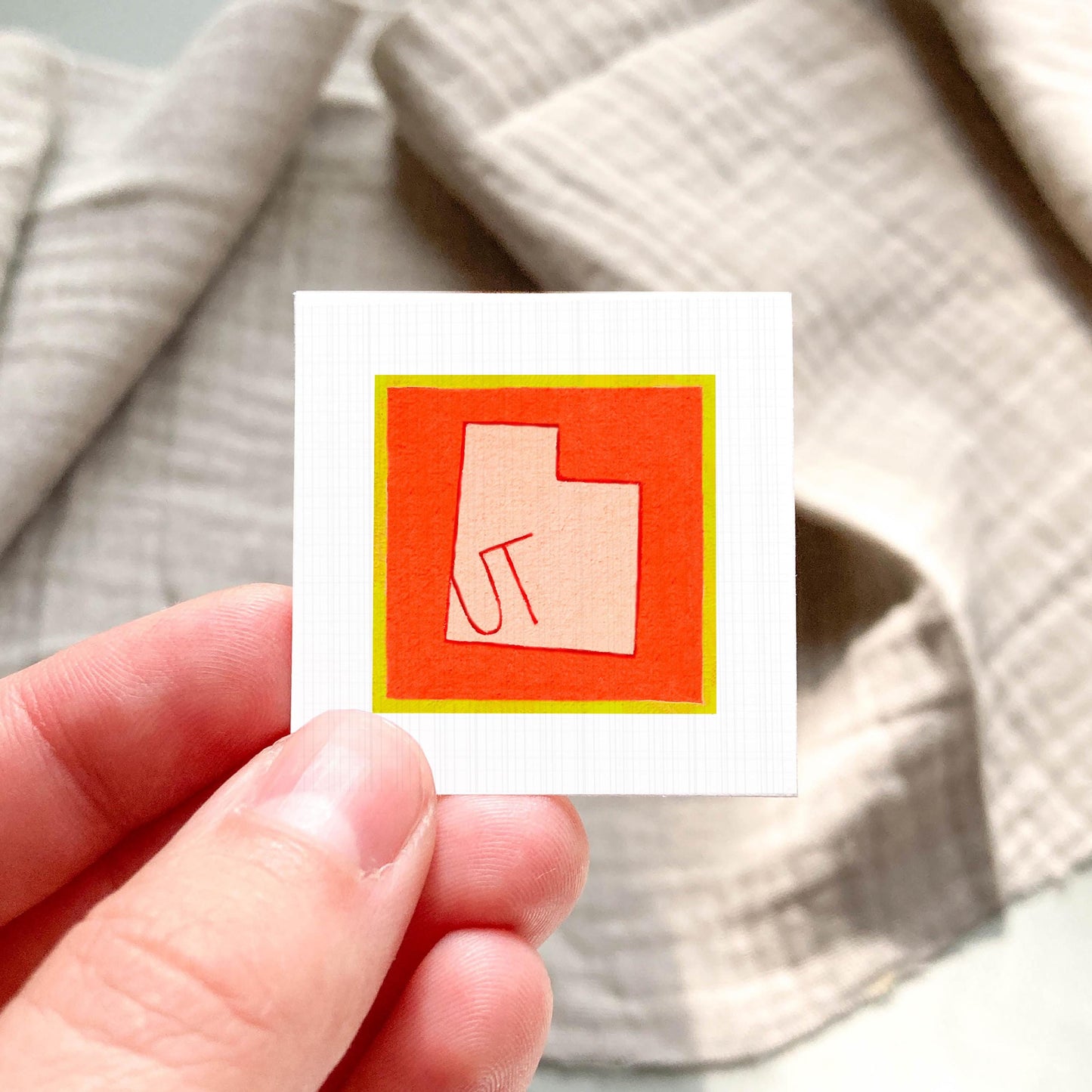 Miniature Utah State Art PRINT - Tiny Gouache 1-Inch Mini Wall Decor