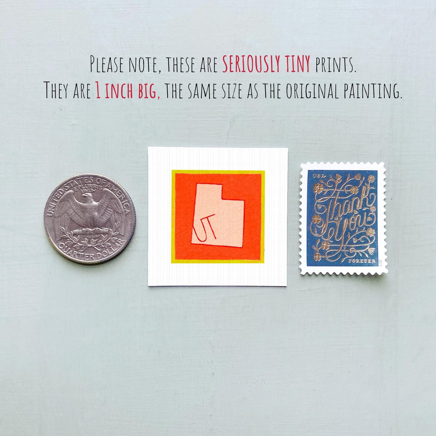 Miniature Utah State Art PRINT - Tiny Gouache 1-Inch Mini Wall Decor