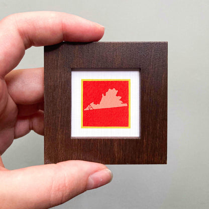 Miniature Virginia State Art PRINT - Tiny Gouache 1-Inch Mini Wall Decor