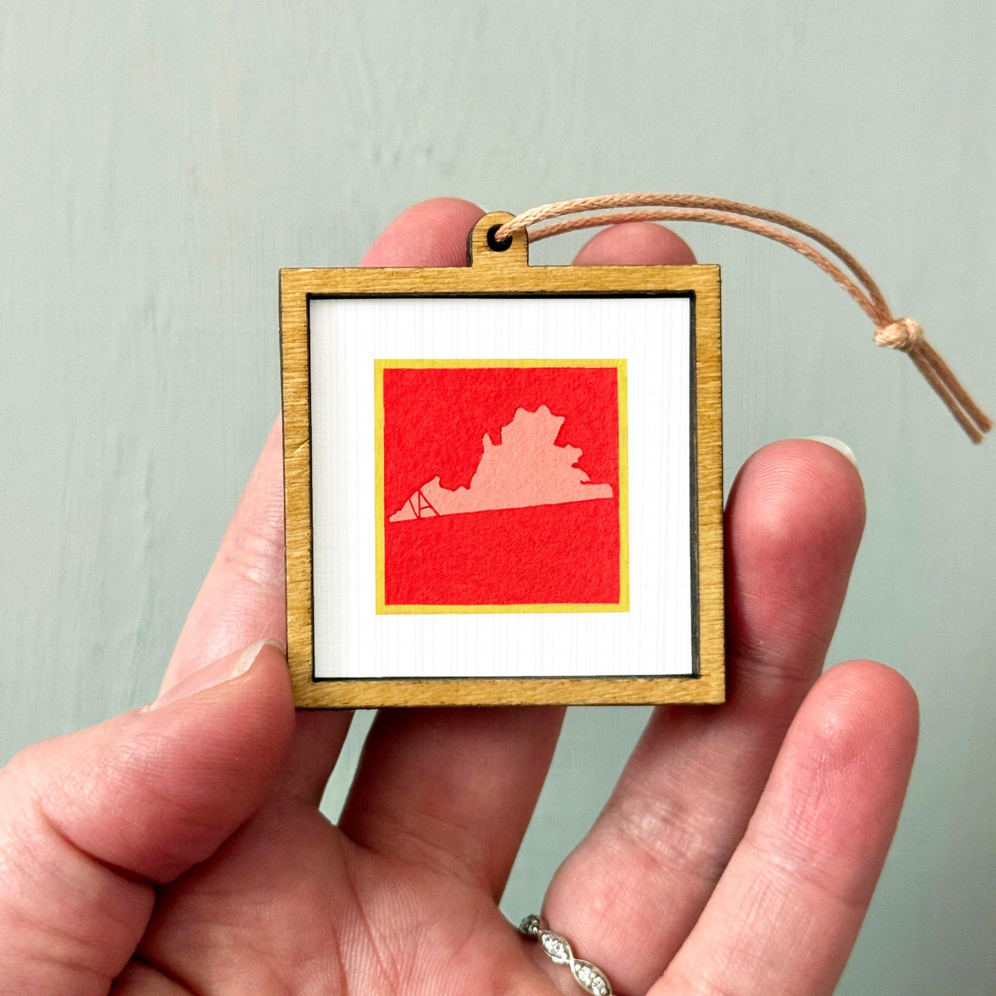 Miniature Virginia State Art PRINT - Tiny Gouache 1-Inch Mini Wall Decor
