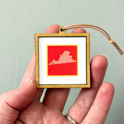 Miniature Virginia State Art PRINT - Tiny Gouache 1-Inch Mini Wall Decor