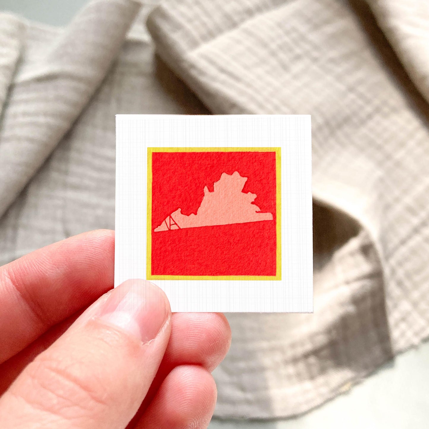 Miniature Virginia State Art PRINT - Tiny Gouache 1-Inch Mini Wall Decor