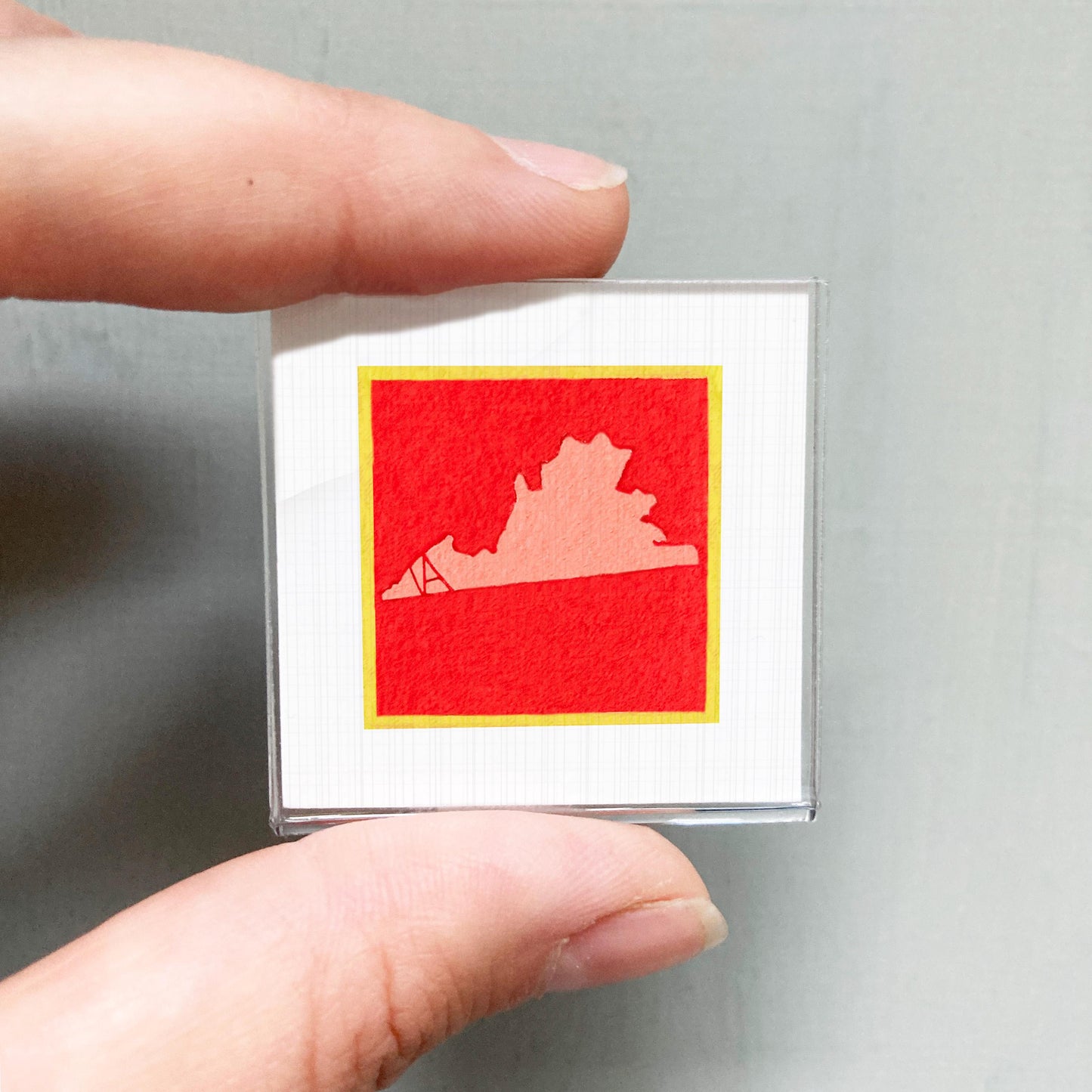 Miniature Virginia State Art PRINT - Tiny Gouache 1-Inch Mini Wall Decor
