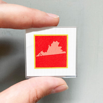 Miniature Virginia State Art PRINT - Tiny Gouache 1-Inch Mini Wall Decor