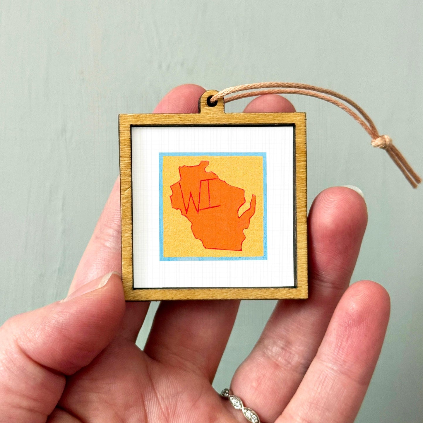 Miniature Wisconsin State Art PRINT - Tiny Gouache 1-Inch Mini Wall Decor
