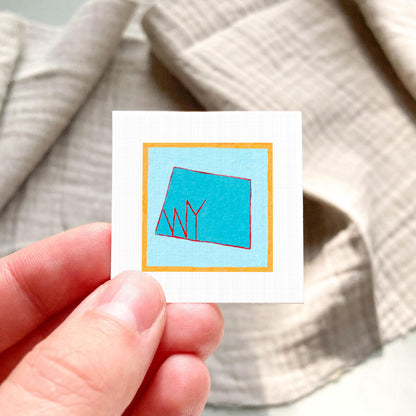 Miniature Wyoming State Art PRINT - Tiny Gouache 1-Inch Mini Wall Decor