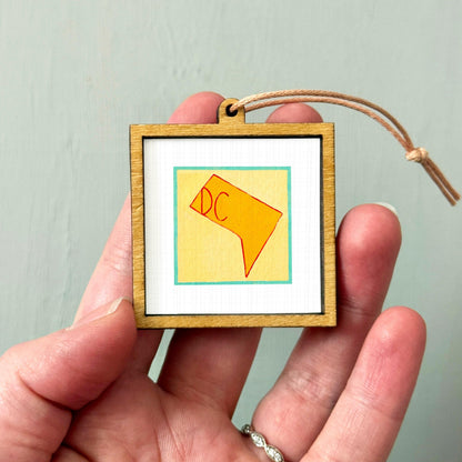 Miniature Washington DC State Art PRINT - Tiny Gouache 1-Inch Mini Wall Decor
