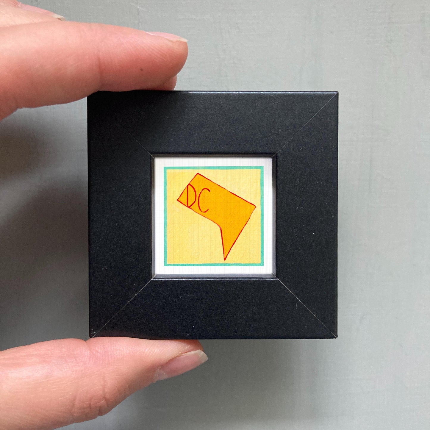 Miniature Washington DC State Art PRINT - Tiny Gouache 1-Inch Mini Wall Decor