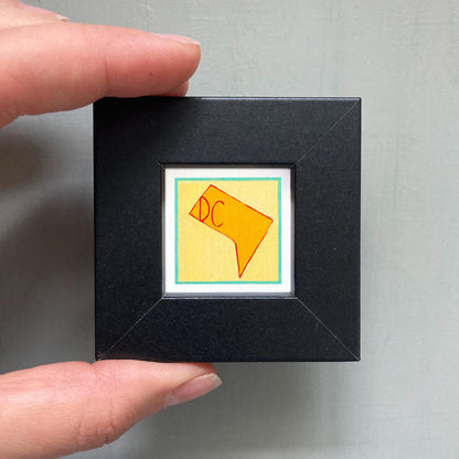 Miniature Washington DC State Art PRINT - Tiny Gouache 1-Inch Mini Wall Decor