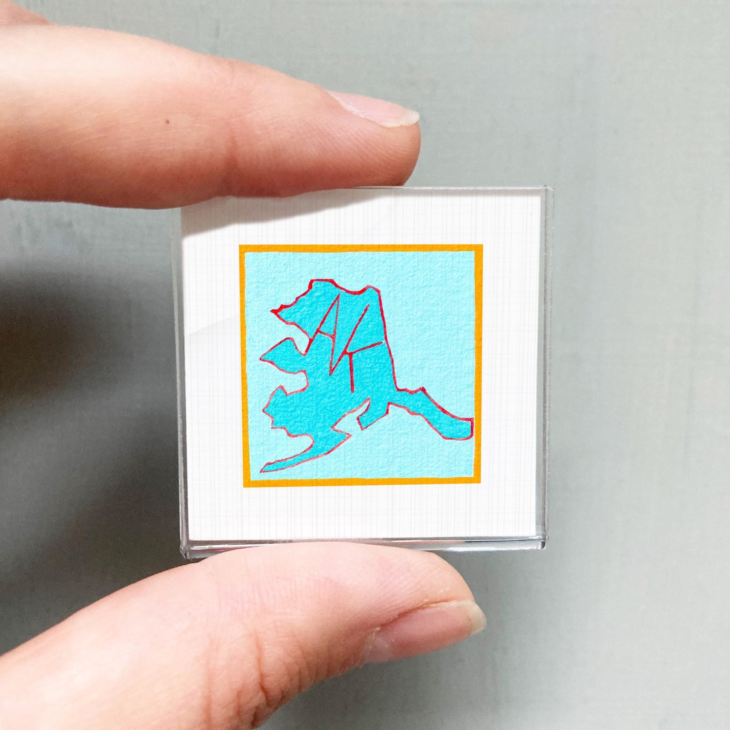Miniature Alaska State Art PRINT - Tiny Gouache 1-Inch Mini Wall Decor
