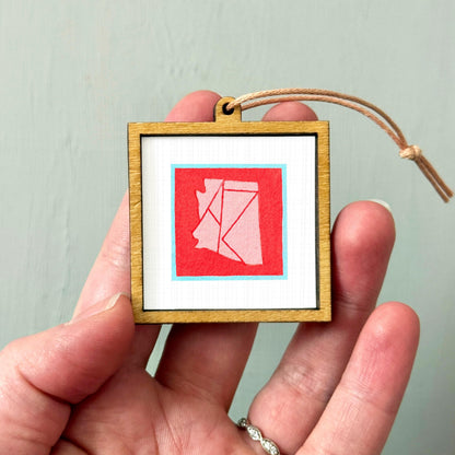 Miniature Arizona State Art PRINT - Tiny Gouache 1-Inch Mini Wall Decor