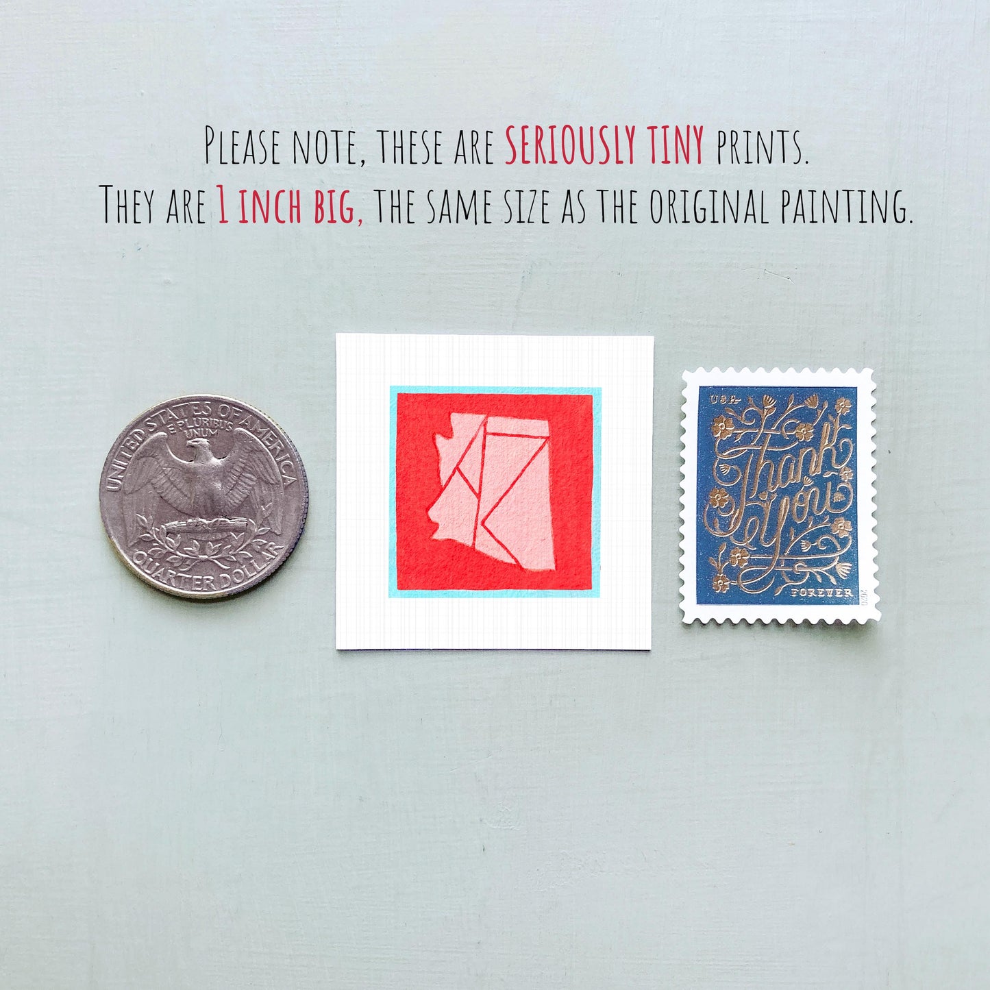 Miniature Arizona State Art PRINT - Tiny Gouache 1-Inch Mini Wall Decor