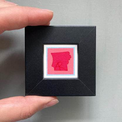 Miniature Arkansas State Art PRINT - Tiny Gouache 1-Inch Mini Wall Decor