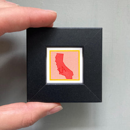 Miniature California State Art PRINT - Tiny Gouache 1-Inch Mini Wall Decor