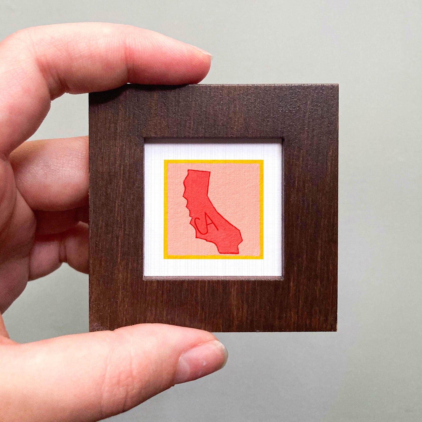 Miniature California State Art PRINT - Tiny Gouache 1-Inch Mini Wall Decor