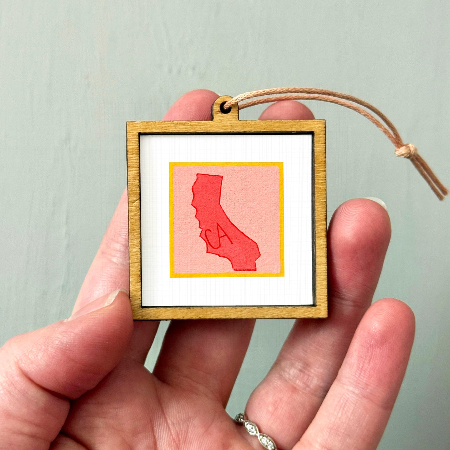 Miniature California State Art PRINT - Tiny Gouache 1-Inch Mini Wall Decor