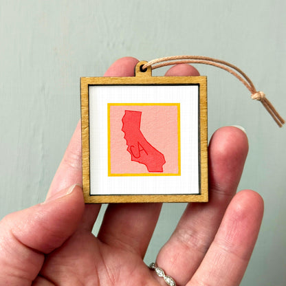 Miniature California State Art PRINT - Tiny Gouache 1-Inch Mini Wall Decor