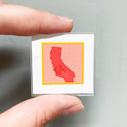 Miniature California State Art PRINT - Tiny Gouache 1-Inch Mini Wall Decor