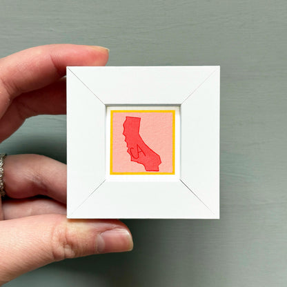 Miniature California State Art PRINT - Tiny Gouache 1-Inch Mini Wall Decor